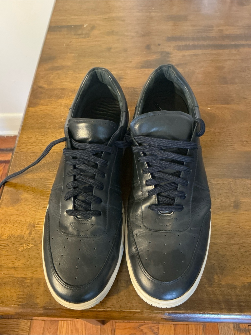 Sandro Paris Leather Casual Shoes Size 45/ 11 Navy/White